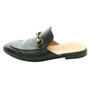 GUCCI PRINCETOWN ホースビット レザースリッパ 6 ブラック ブラウン