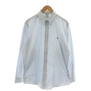 カジュアルシャツ ワイシャツ L 水色 ライトブルー ストライプ柄 ボタンダウン 長袖 /RR