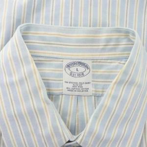 Brooks Brothers カジュアルシャツ ワイシャツ L 水色 ライトブルー ストライプ柄 ボタンダウン 長袖 /RR