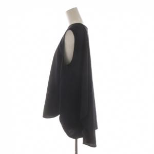 ENFOLD シャツ ブラウス ノースリーブ 38 紺 ネイビー アシンメトリー ラウンドネック 無地 300BS230-3920