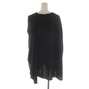 ENFOLD シャツ ブラウス ノースリーブ 38 紺 ネイビー アシンメトリー ラウンドネック 無地 300BS230-3920