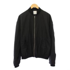 裏メッシュナイロン MA-1 ブルゾン アウター ショート丈 ワンカラー ジップアップ L 黒 ブラック