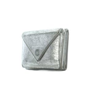 BALENCIAGA ペーパー ミニウォレット 財布 ミニ財布 小銭入れ シルバーカラー 三つ折り 391446 /RI OS