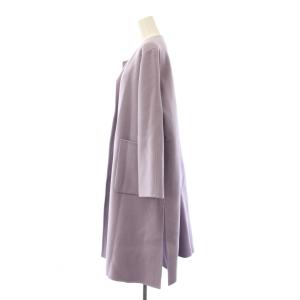 ESTNATION ノーカラーコート アウター ロング丈 ワンカラー 前開きトッパー ウール 36 紫 パープル /BB