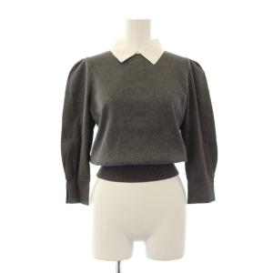 衿付きミドルスリーブニット 七分袖 レギュラーカラー ストレッチ F グレー 32-109-12-090309