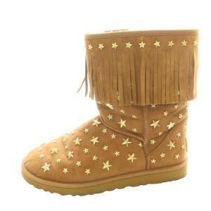 × ジミーチュウ JIMMY CHOO STARLIT スタッズ付きフリンジムートンブーツ ショート US11