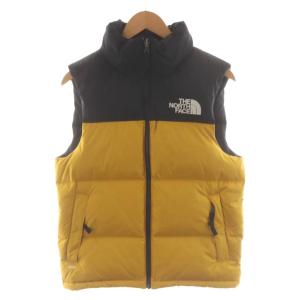 1996 RETRO NUPTSE VEST ダウンベスト 上着 XS 黄 イエロー 黒 ブラック NF0A3JQQ