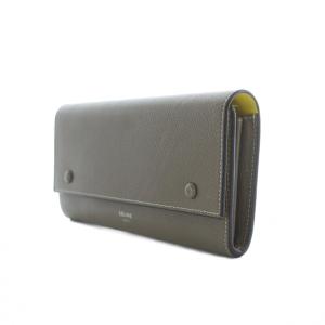 CELINE ラージフラップ マルチファンクション 長財布 二つ折り グレージュ レザー 牛革 /RI OS OH