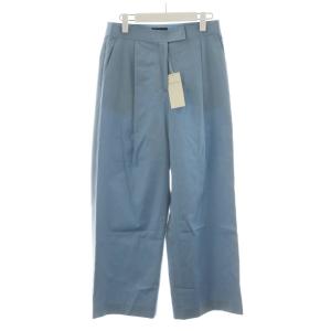24SS コットンギャバジン タックワイドパンツ 38 水色 ライトブルー 13-04-42-04356