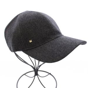 キャップ 帽子 ニット 切替 ワンカラー ロゴ ワンポイント 57cm ダークグレー /BB