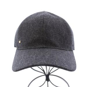 Max Mara キャップ 帽子 ニット 切替 ワンカラー ロゴ ワンポイント 57cm ダークグレー /BB