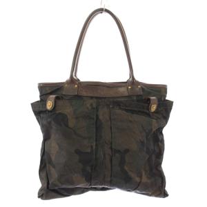 トートバッグ ハンドバッグ カモフラ 迷彩柄 レザー ナイロン 切替 カーキ 茶 ブラウン /BB