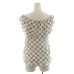 BURBERRY LONDON カットソー ブラウス 38 白 ホワイト チェック柄 ノースリーブ /RR