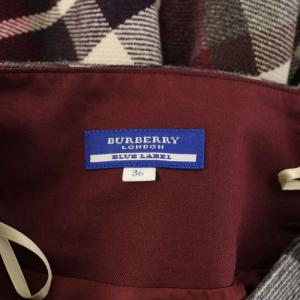 BURBERRY BLUE LABEL フレアスカート ひざ丈 チェック 36 ボルドー E1S23-423-38 /KH