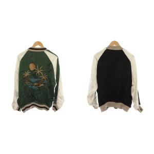 MONKEY TIME ジャケット ブルゾン スカジャン ジップアップ アウター S 緑 グリーン 白 黒 ブラック 長袖 刺繍
