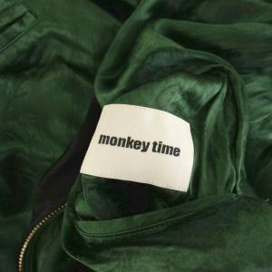 MONKEY TIME ジャケット ブルゾン スカジャン ジップアップ アウター S 緑 グリーン 白 黒 ブラック 長袖 刺繍