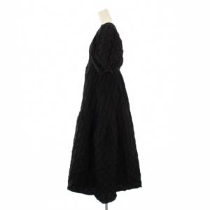 CLANE BOMB ONEPIECE ボムワンピース フレア マキシ ロング 半袖 パフスリーブ クルーネック ワンカラー