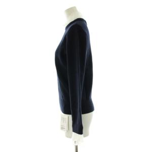 UNITED ARROWS オーガンジー ラッフルフリル 4WAY ニット セーター 長袖 ラッフルフリル カシミヤ混 F 紺 ネイビー