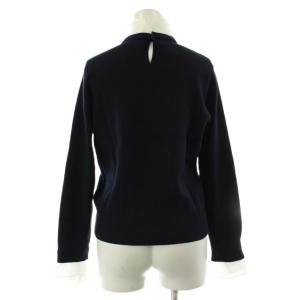UNITED ARROWS オーガンジー ラッフルフリル 4WAY ニット セーター 長袖 ラッフルフリル カシミヤ混 F 紺 ネイビー