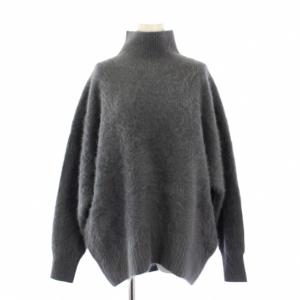 WOOLカシミヤ片畦チュニック ニット セーター 長袖 ハイネック ワンカラー ウール 2 グレー 20222016490