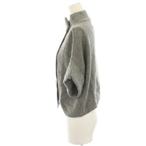 Max Mara Studio MaxMaraStudio ニットカーディガン ウール混 カシミヤ混 S グレー 半袖 ハイネック ケーブル編み /HN