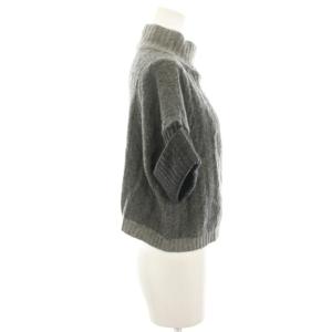 Max Mara Studio MaxMaraStudio ニットカーディガン ウール混 カシミヤ混 S グレー 半袖 ハイネック ケーブル編み /HN