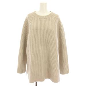 ウールカシミヤブレンドバルキーチュニックニット クルーネック 長袖 カシミヤ混 大きいサイズ 44 ベージュ