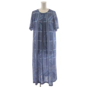 ワンピース ロング 半袖 総柄 11 青 ブルー 0302822 /AN16