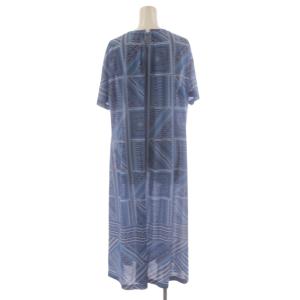 Leilian ワンピース ロング 半袖 総柄 11 青 ブルー 0302822 /AN16