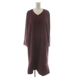ワンピース 11 ボルドー Vネック 長袖 ロング丈 0906877 /AN65