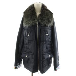 中綿ジャケット 上着 アウター 42 紺 ネイビー ファー襟 長袖 フラップポケット 0545653 /AN29