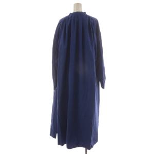 Framework OHMIブロードギャザーカフタンワンピース マキシ ロング 長袖 36 青 ブルー 23040220726030
