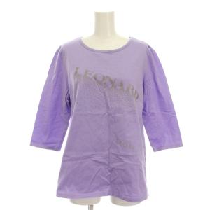 Tシャツ カットソー 42 紫 パープル ラウンドネック ロゴプリント 七分袖 0598193 /YM
