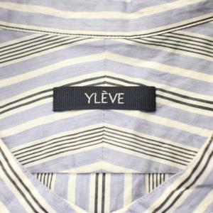 YLEVE コットンシルクストライプシャツ 長袖 バンドカラー 4 水色 ライトブルー 170-3150032 /AN42