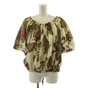 ブラウス 総柄 S ベージュ グリーン 71-01-01-01029