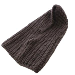 WOOL KNIT HOOD ウールニットフード 編み込み ワンカラー 茶 ブラウン WKN-232915