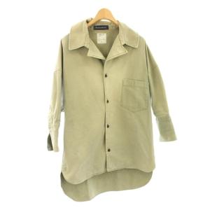 シャツ S カーキ 開襟 半袖 ラウンドヘム /JP