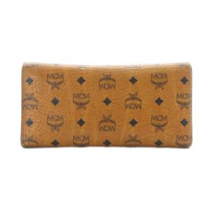 MCM ヴィセトス フラップ ロングウォレット 長財布 小銭入れ 三つ折り キャメル MCMロゴ柄 フラップ開閉