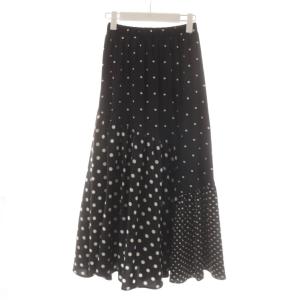 ドットパッチワークロングスカート フレアスカート 0 黒 ブラック BEZ1021101A0002 /AN70
