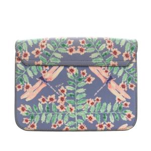 FURLA メトロポリス ショルダーバッグ チェーンショルダー トンボ柄 花柄 レザー 袋付き 青 ブルー ピンク