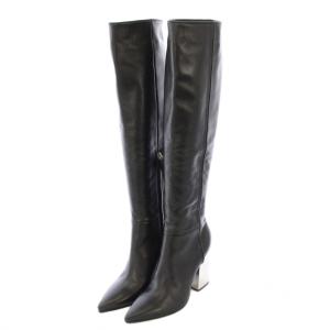 Emilio Pucci ロングブーツ ポインテッドトゥ チャンキーヒール レザー 38 黒 ブラック /BB
