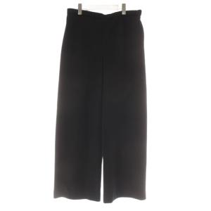 パンツ 46 黒 ブラック ウール混 ワイド 無地 フルレングス /AU