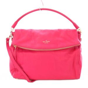 2WAY ワンハンドバッグ ショルダーバッグ レザー ロゴ ワンポイント ピンク /BB