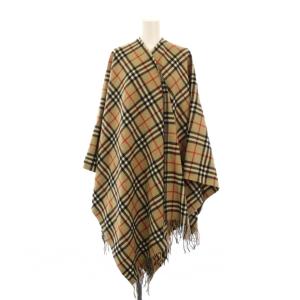 ヴィンテージ ノバチェック ショール ポンチョ ウール F ベージュ