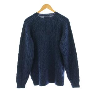 BEAMS+ ケーブルクルーニット5G セーター 長袖 ウール L 紺 ネイビー 11-15-1211-103 /KU