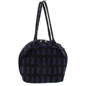 sora check matka bag マトカバッグ ハンドバッグ チェック柄 紺 黒 ta9450