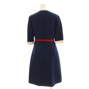 GUCCI ウェブベルト ワンピース GGボタン 38 ネイビー 448541 