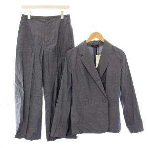 セットアップ テーラードジャケット ダブル ワイドパンツ ジップフライ シルク 36 青 ブルー タグ付き