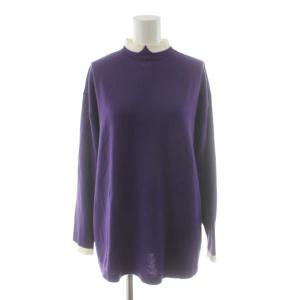 Cleric Collar Knit ワイドフィット ニット セーター 長袖 ウール 38 紫 パープル