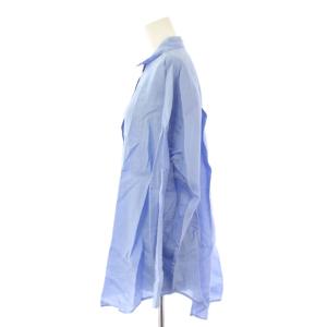 Spick&Span 80リネンカシュクールビッグシャツ ブラウス 長袖 レギュラーカラー ワンカラー 無地 F 青 ブルー